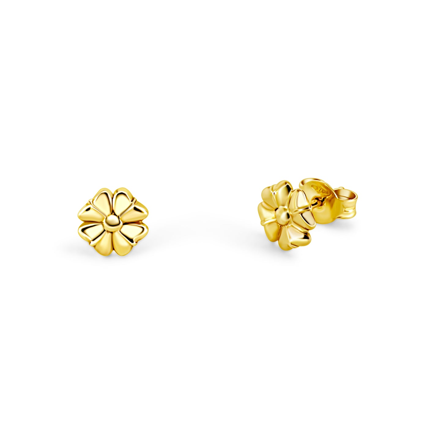 Solid Gold Flower Girls Earrings