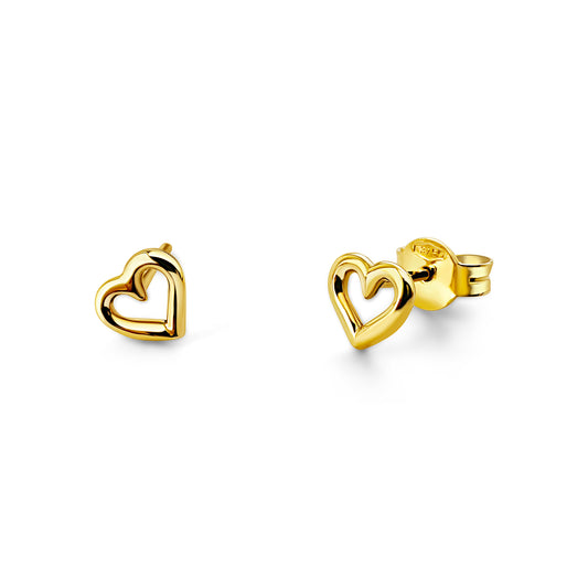 Solid Gold Heart Girls Earrings