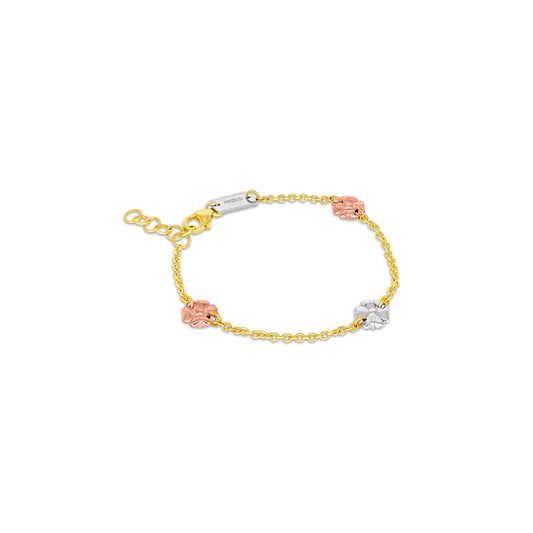 Trio Flower Solid Gold Bracelet for Babies and Girls
