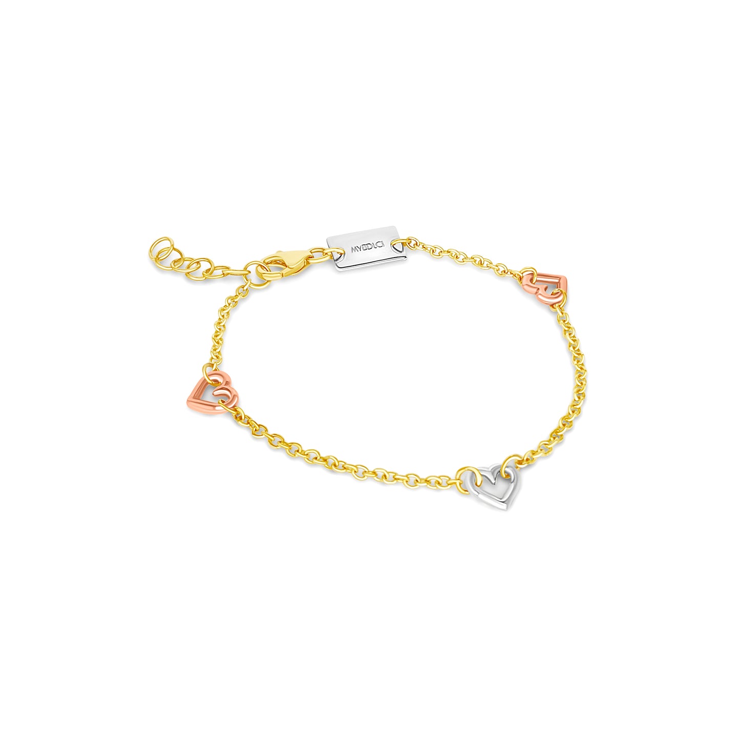Trio Heart Solid Gold Bracelet for Babies and Girls
