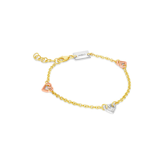 Trio Heart Solid Gold Bracelet for Babies and Girls